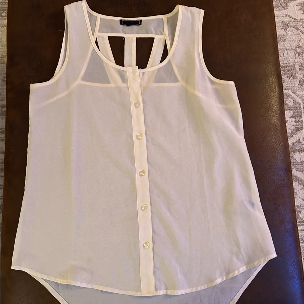 Sheer sleeveless button down top